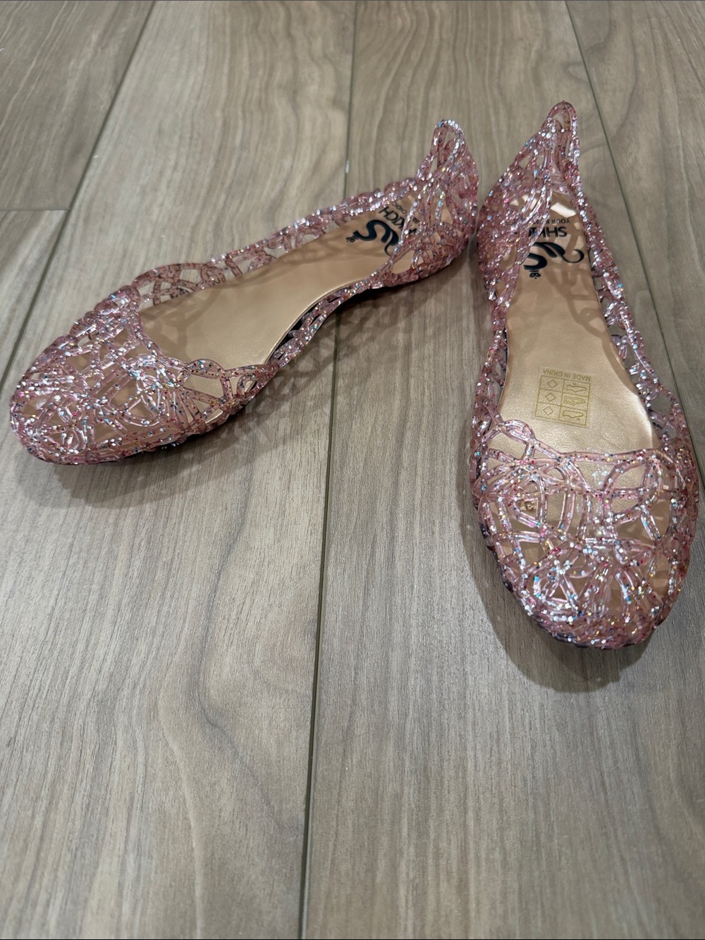Sparkling Pink Jelly Flats for Women